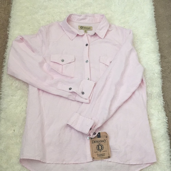 Democracy Long Sleeve Pink Button Down Shirt -NWT - Picture 3 of 7